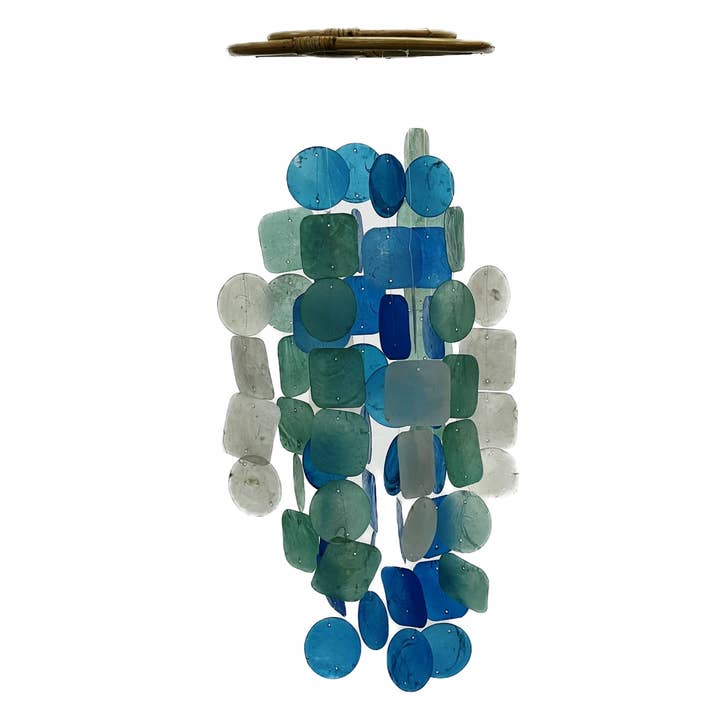 Jafsons International - Vente Carillons - Carillons éoliens Capiz Shell - bleu-vert