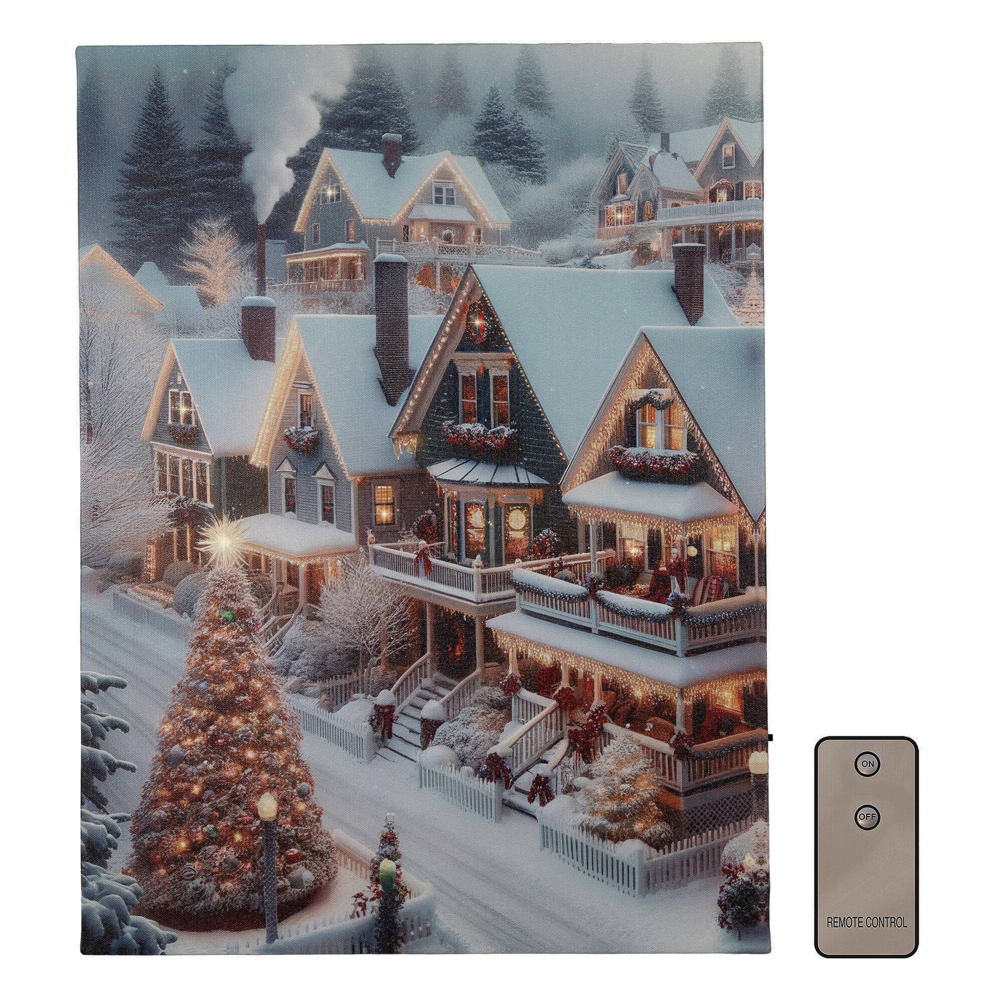 LumaBase - Wholesale Christmas Wall Art - Battery-Operated Lighted Wall Art - Christmas Town0