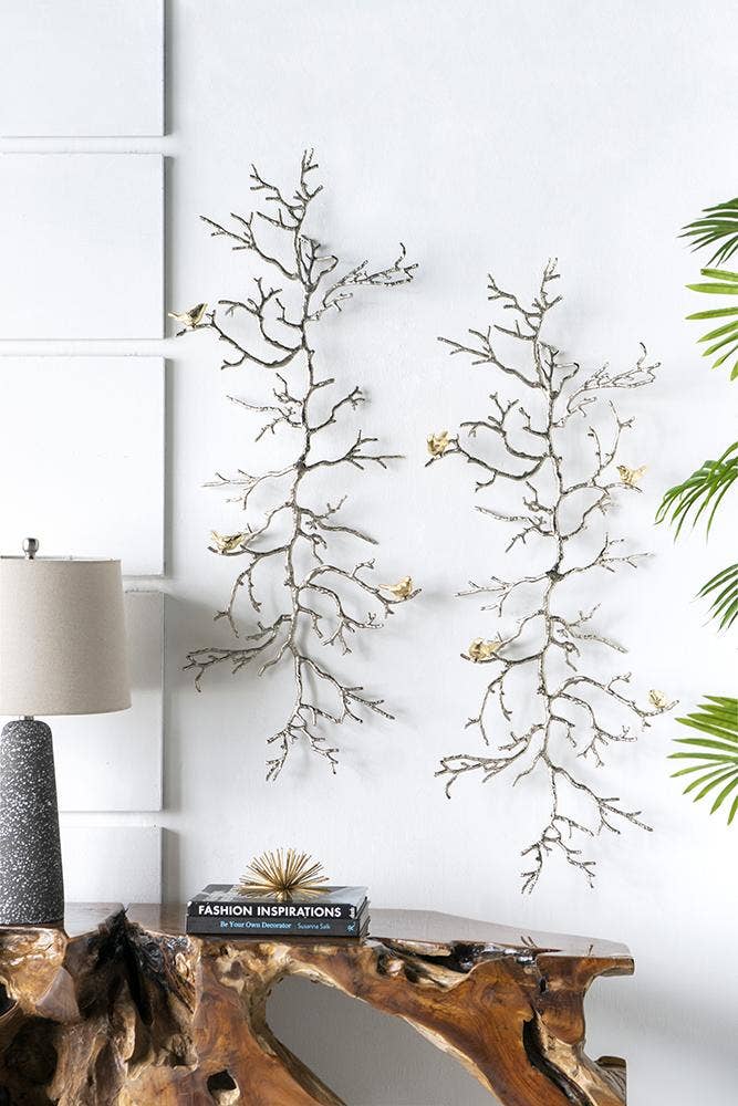 A&B Home Group Inc. - Vente Décoration murale - Décoration murale en forme de branche 35x13x5,5" - Argent/Or1