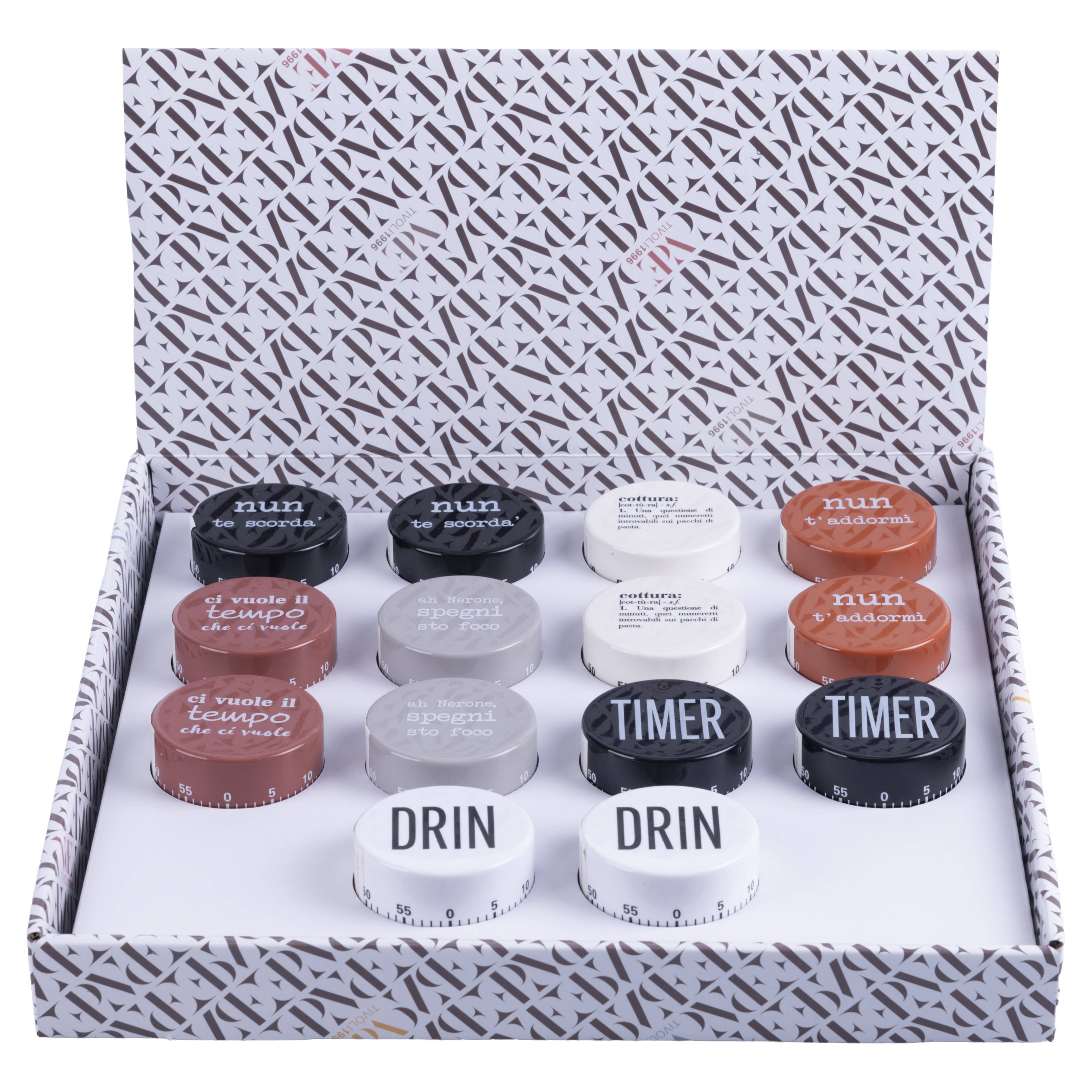 VdE Tivoli 1996 - Venta al por mayor Con temporizador - Temporizador de cocina con imán, 7 diseños surtidos en exhibidor0