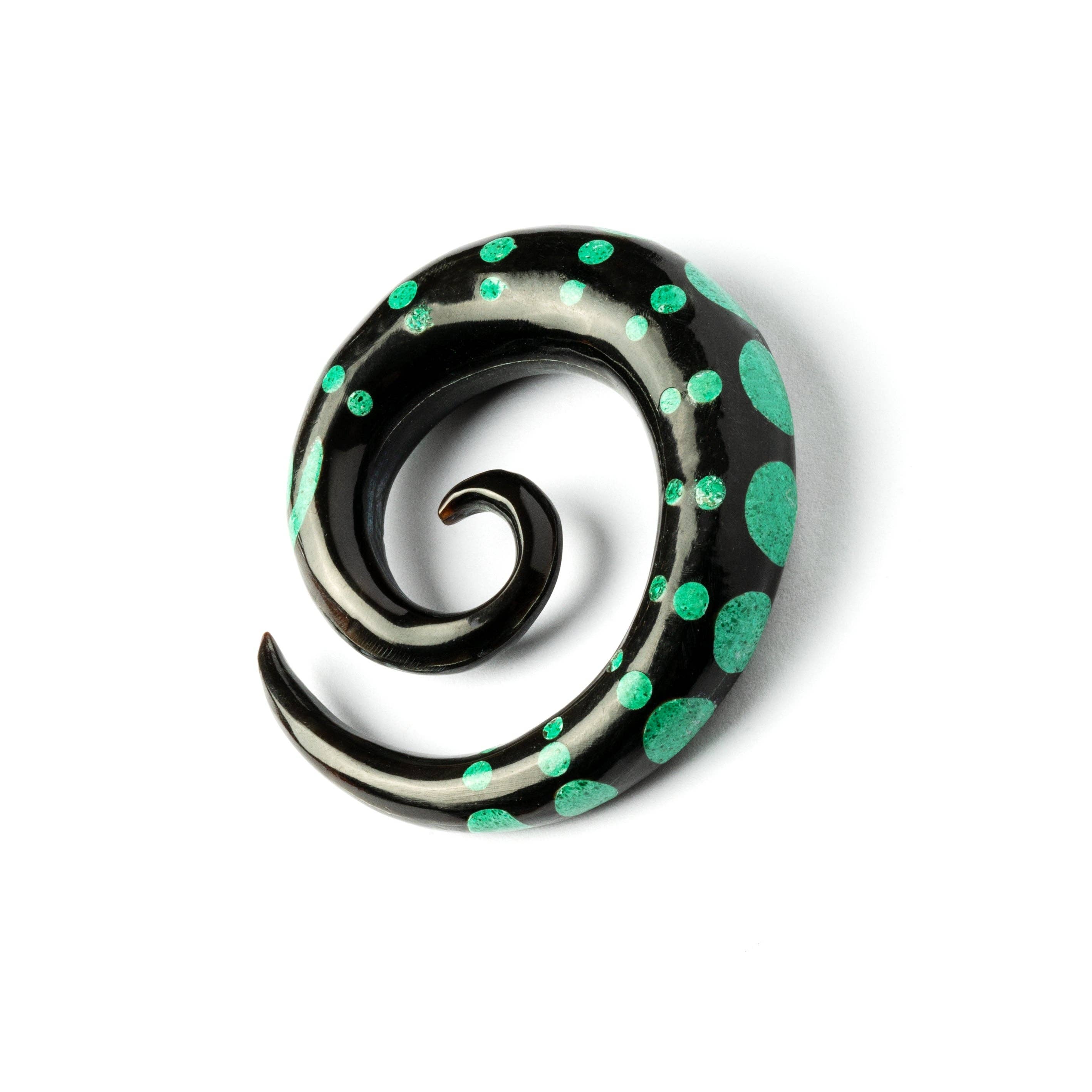 Tribu - Wholesale Gauge/plug earrings - Dotted Spiral Gauges with Stone Inlay3