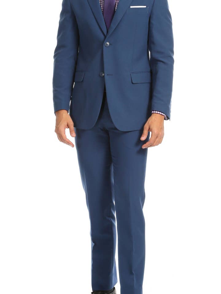 Paul Lorenzo Mens Indigo Slim Fit 2 Piece Suit for wholesale by Ferrecci