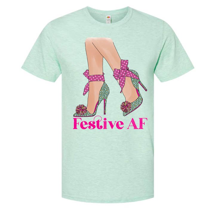 Rosa festlig AF julsemestergrafisk t-shirt för wholesale av Pink House On River Road