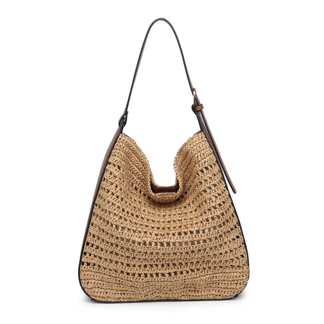Moda Luxe - Venta al por mayor Bolso con correa - Mujer - Bolso Hobo Savannah de paja con diseño de crochet14