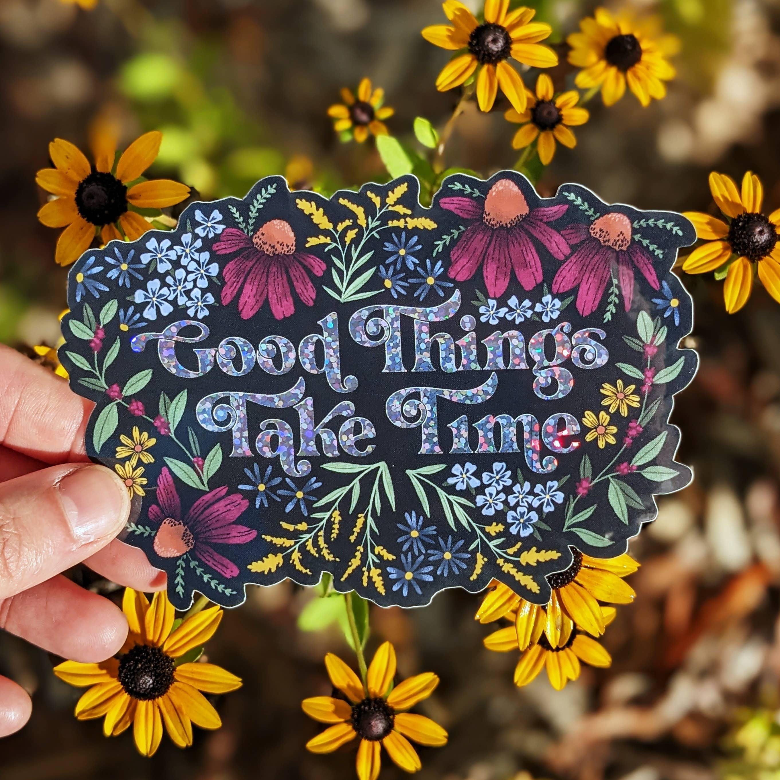 Papermill Creative - Wholesale Sticker - Good Things Take Time glitter sticker1