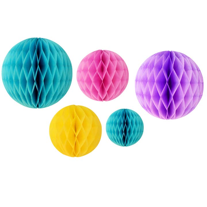 Peacock Supplies – Großhandel Aufkleber – Party-Deko – Wabenbälle, Mehrfarbig, 5 Stück