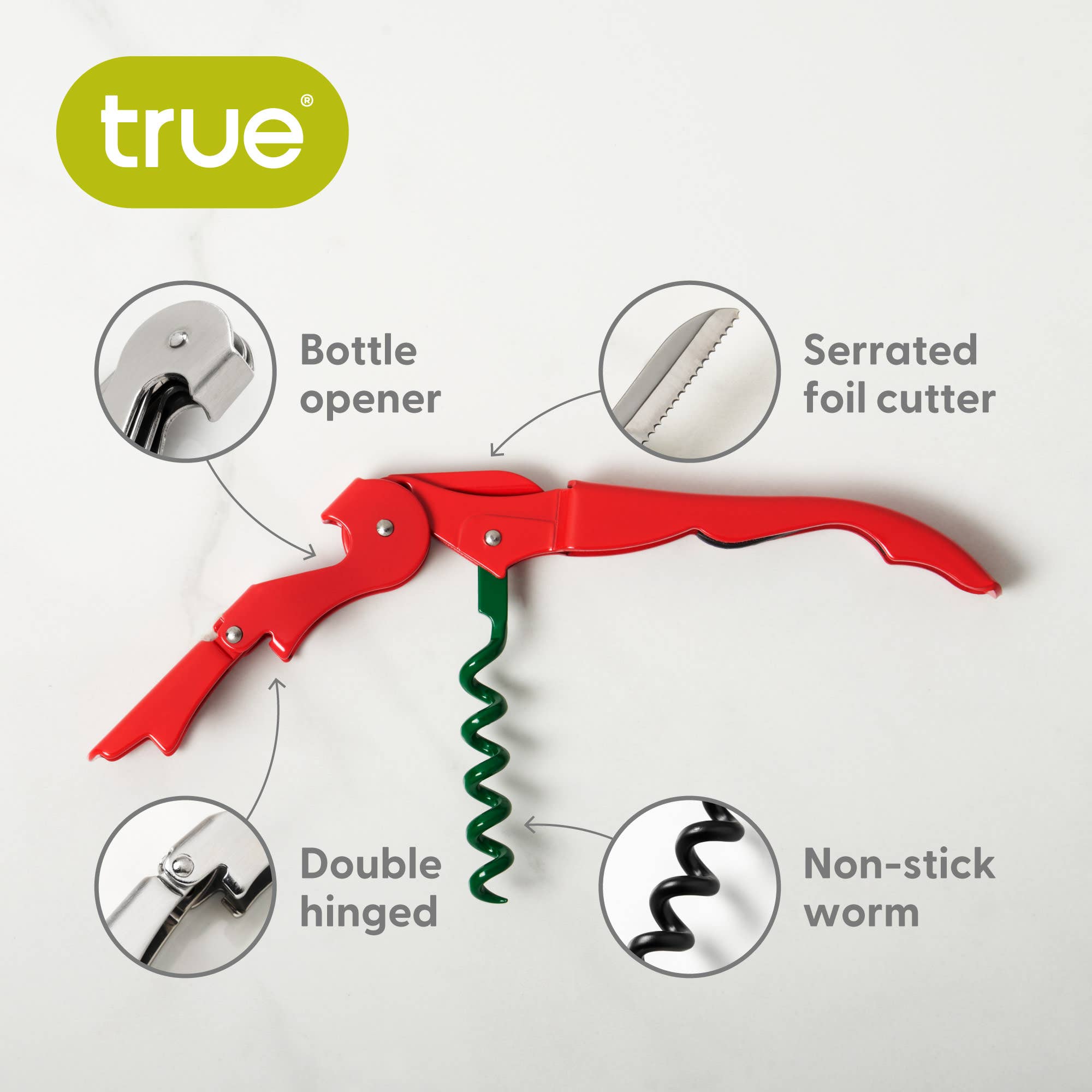 TRUE - Vente Ouvre-bouteille/tire-bouchon - Truetap Tire-bouchon à double charnière COULEURS ASSORTIES75