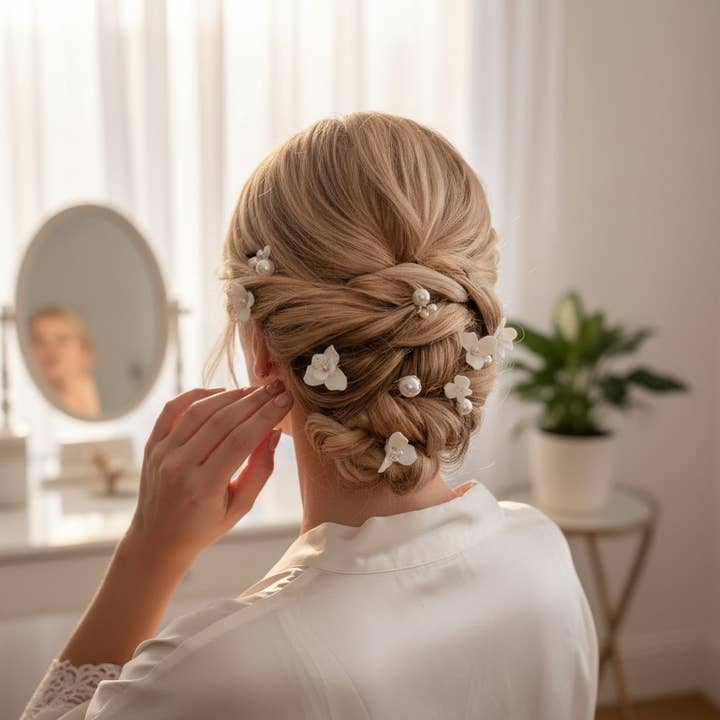 ATHENA COLLECTION - TREASURED PEARL HAIR PINS - PIN77 GOLD for wholesale by Athena Bridal Jewellery