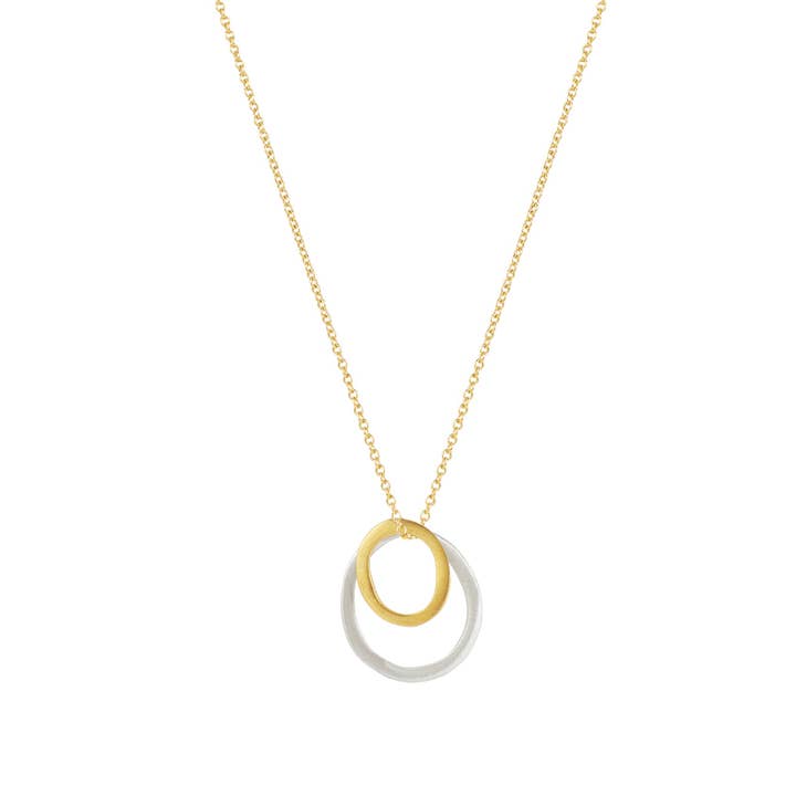 Philippa Roberts - Wholesale Pendant/Charm Necklace - Two Small Ovals Necklace in Silver or Vermeil