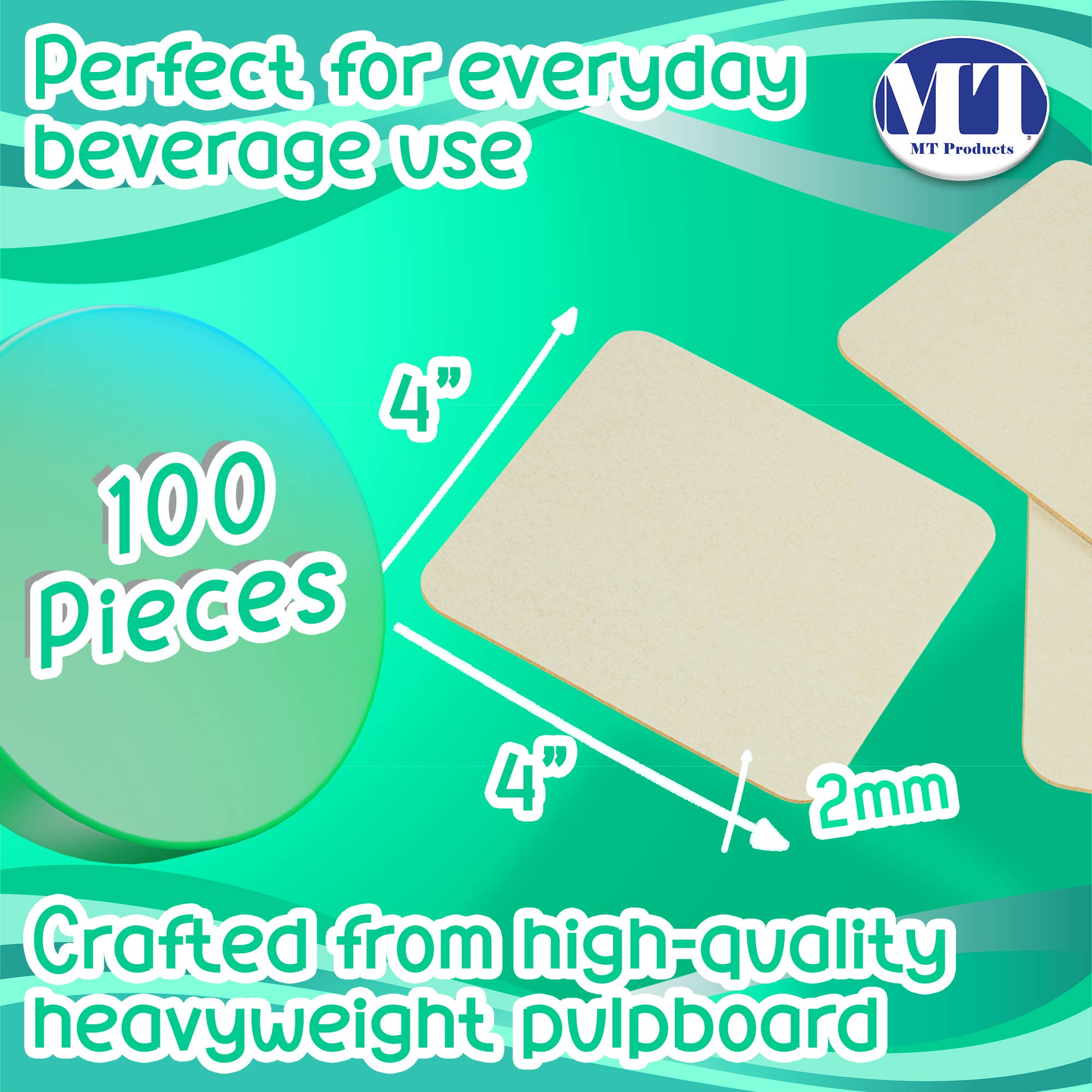 MT Products - Wholesale Disposable Coasters - MT Products White Blank Paper Coasters 4" - Cup Coaster4