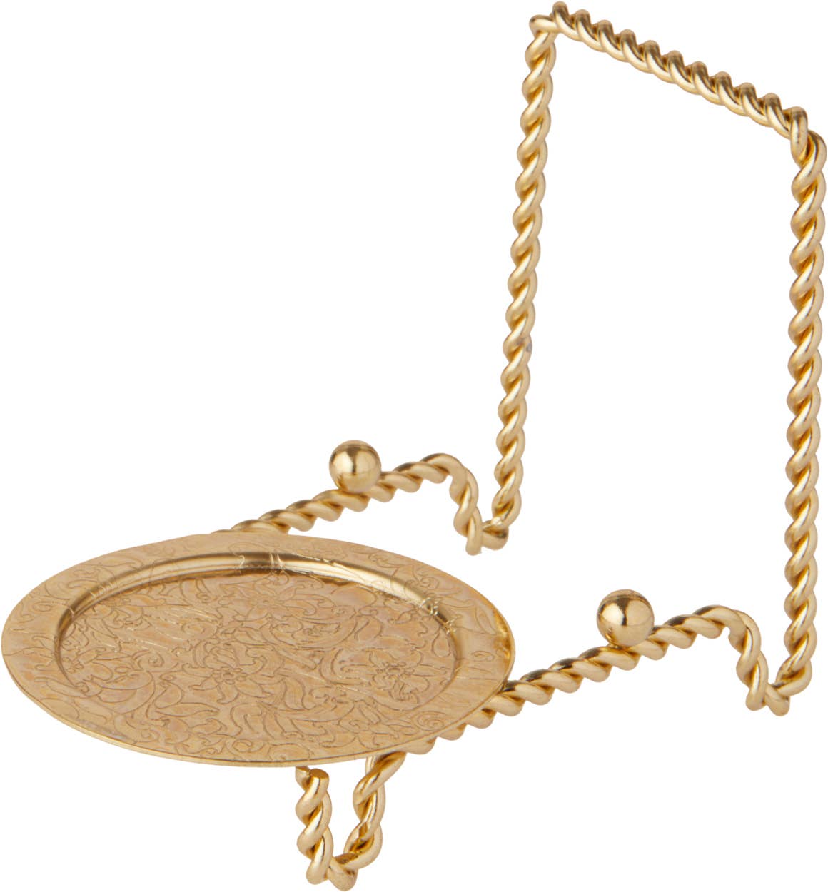 Bard's - Wholesale Decorative Tabletop Object - Bard's Ornate Gold Cup & Saucer Stand, 3" H x 2.75" W x 4" D4