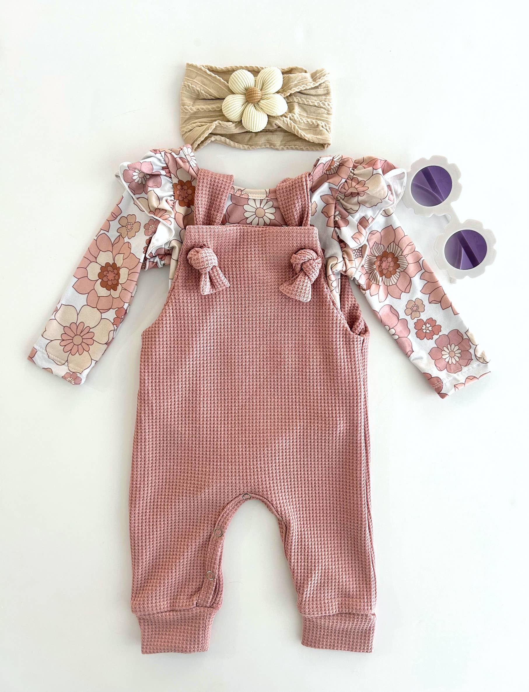 Celebrate Your Tribe - Wholesale Overalls - Baby - Blush Knotted Pant Overalls
