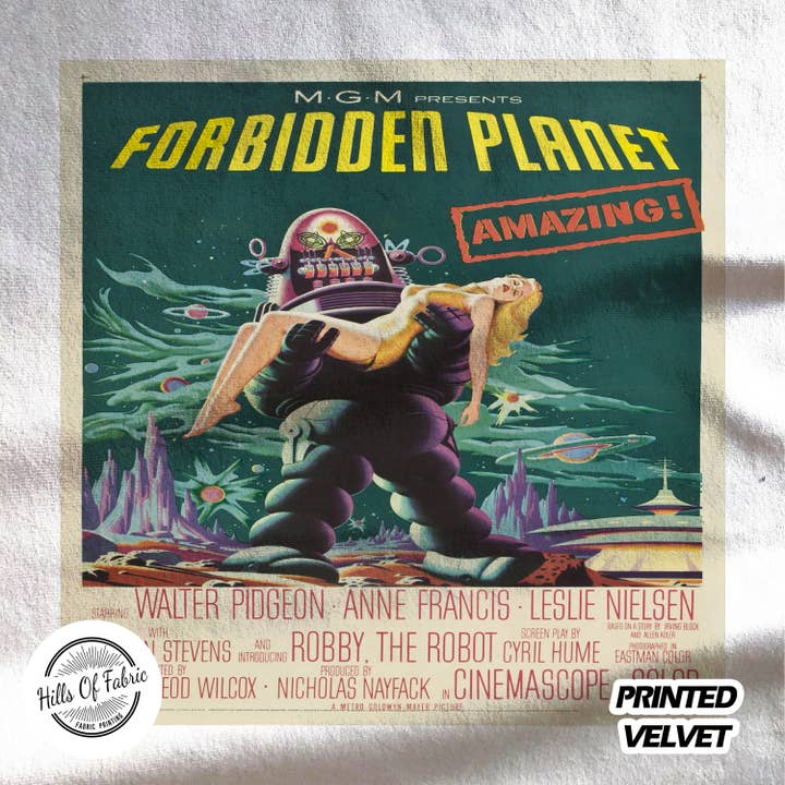 Forbidden Planet Movie Printed Fabric Panel for wholesale by Hills Of Fabric