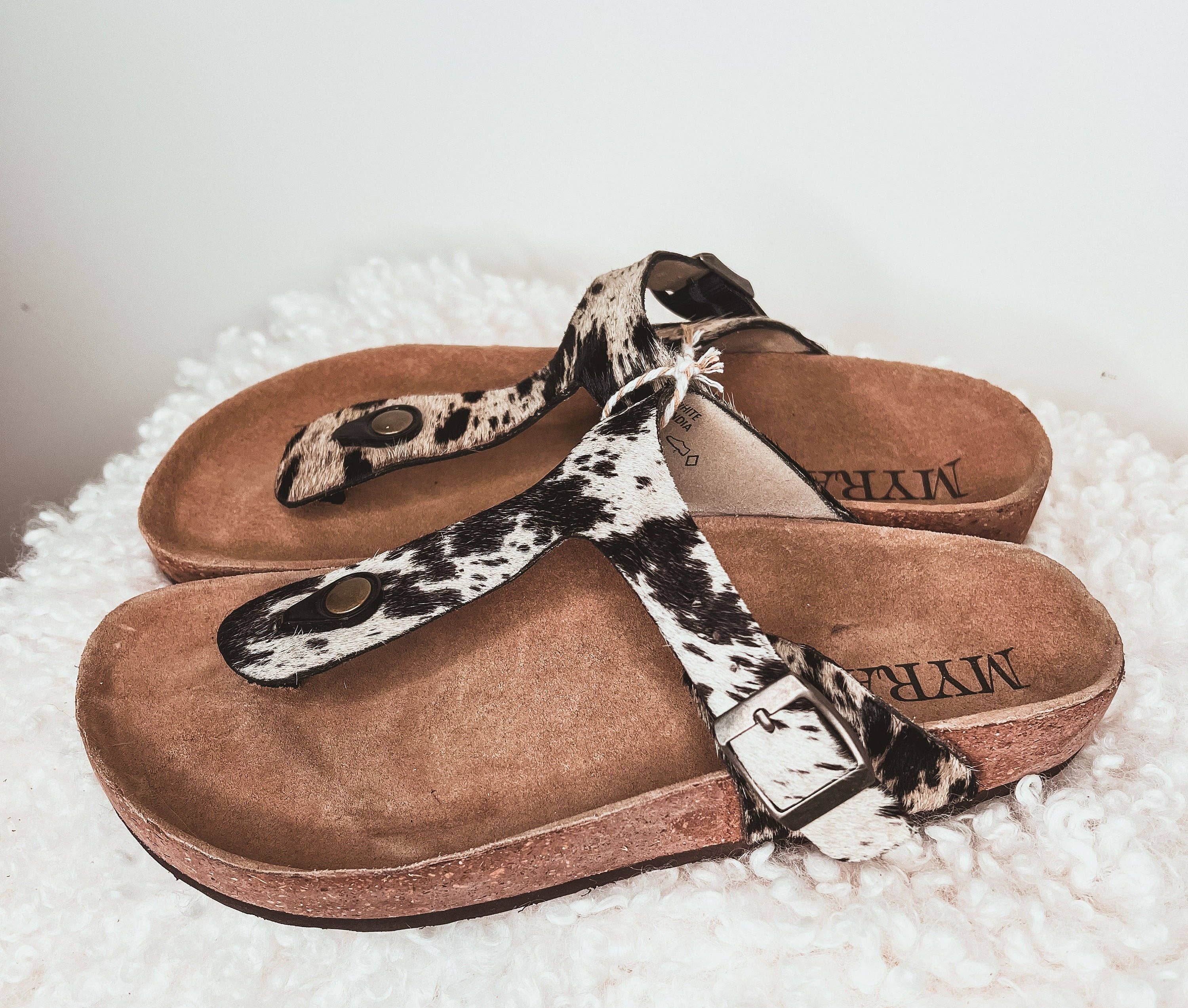 The Sterling Gypsy - Wholesale Slides - Women's - Custom Branded Cowhide Cork sole Sandal Flip Flop Slide Personalized with your initials or farm brand logo1