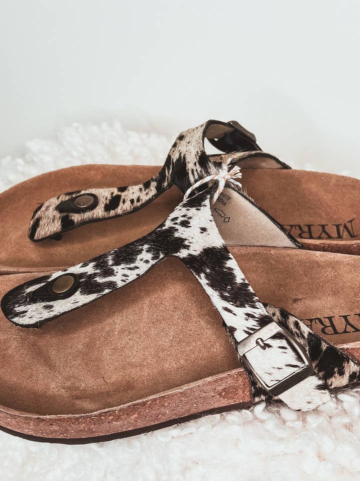 The Sterling Gypsy - Wholesale Slides – Women’s - Custom Branded Cowhide Cork sole Sandal Flip Flop Slide Personalized with your initials or farm brand logo1