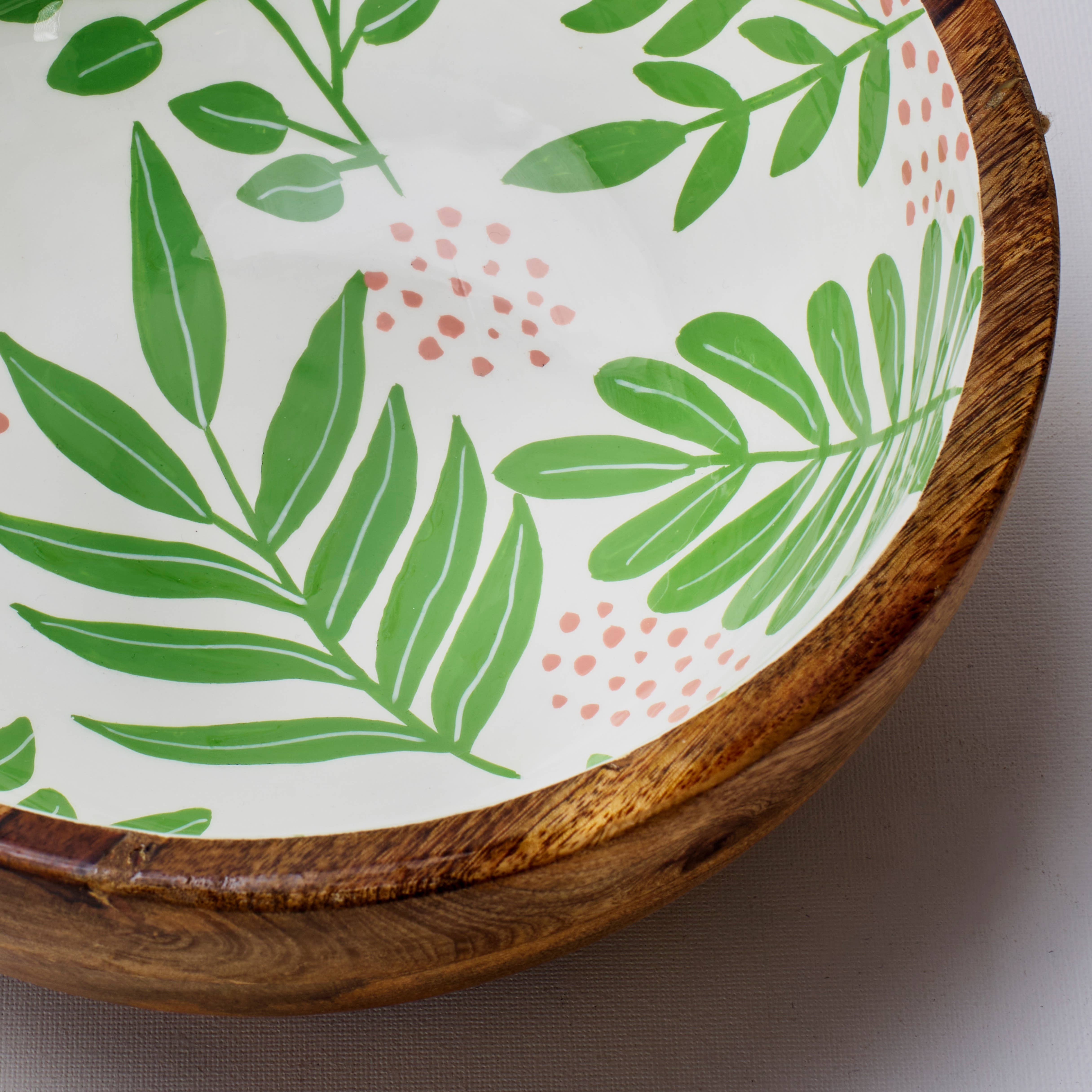 Atolia Designs – wholesale Bowl – Tropical Foliage Handpainted Wooden Bowl4
