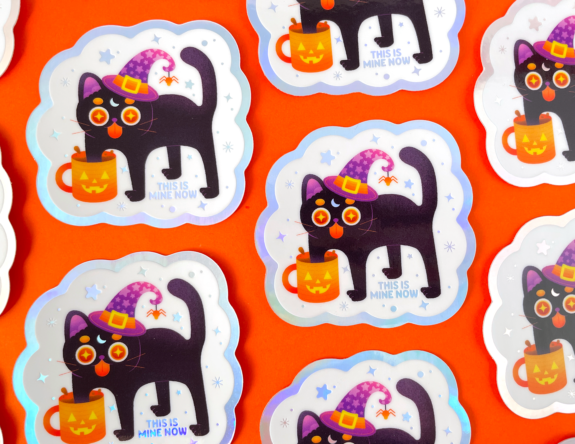 Kidnichols - Wholesale Sticker - Black Cat Halloween Sticker | Holographic | Cat lovers4