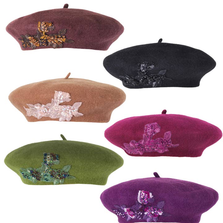 Beaded Beret for wholesale by Toucan Hat Company/ Carole Amper
