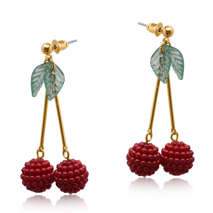 Lilly Beaded Cherry Earrings for wholesale by Big Metal London