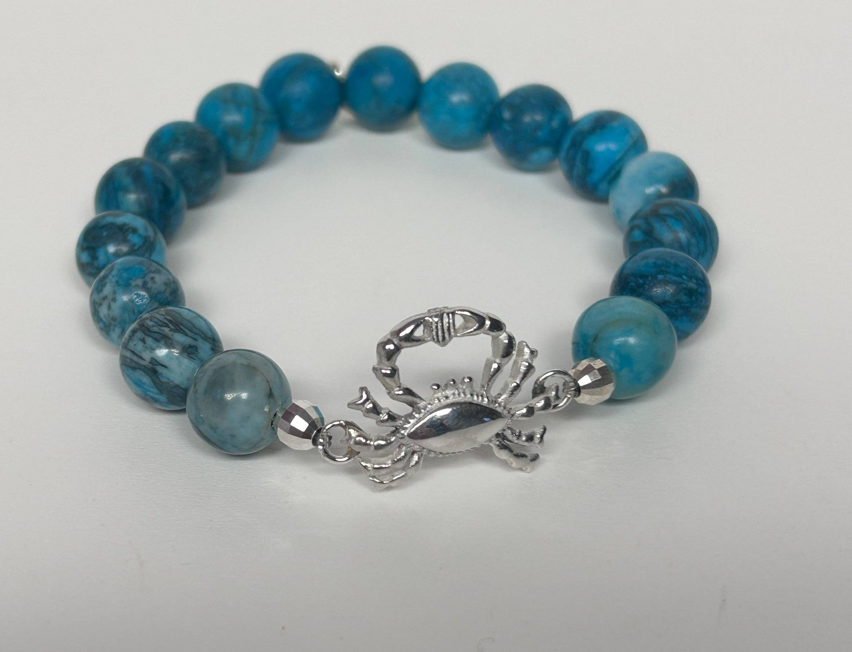 Fishgirl Designs - Wholesale Beaded Bracelet - Sterling Silver Crab Gemstone Bracelet0