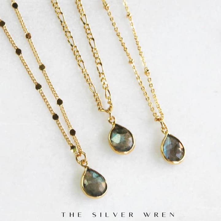 Lupe Labradorite Drop Necklace for wholesale by The Silver Wren