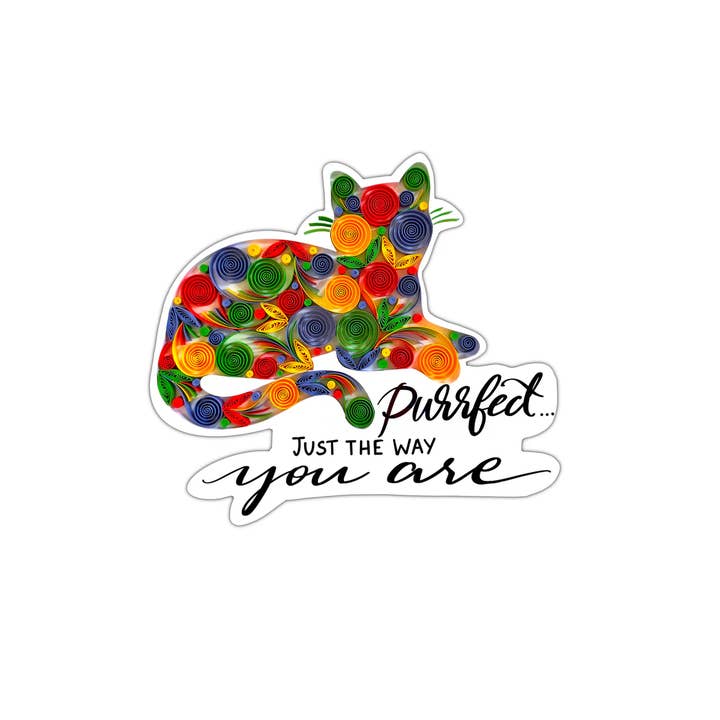 Purrfect Cat Sticker – Funny Quote Waterproof Vinyl Decal for wholesale by Paper Sweetly