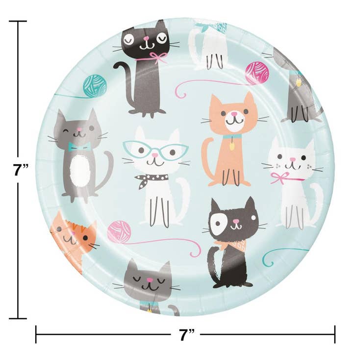 Bulk Party Decor - Wholesale Disposable Plate - Bulk Purr-fect Cat Party Paper Dessert Plates (96 per Case)2