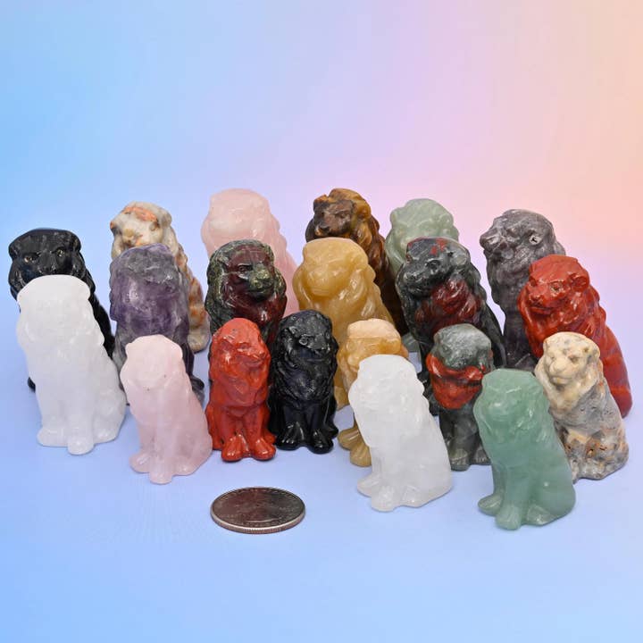 1.5 inch 2 inch Lion Crystal Carving Figurines for wholesale by Mycrazycrystal