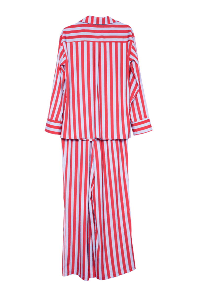 Lilac Striped Satin Cute Christmas PJ Set for wholesale on Faire1