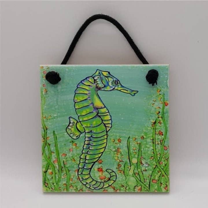 Seahorse Ceramic Tile for wholesale by Florida Vibes Art / Mungo Key Designs
