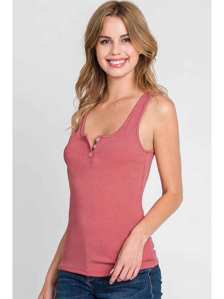 NINEXIS - Wholesale Tank Top - Women's - CWTTSL077_SOFT TANK TOP WITH FRONT BUTTON DETAIL5