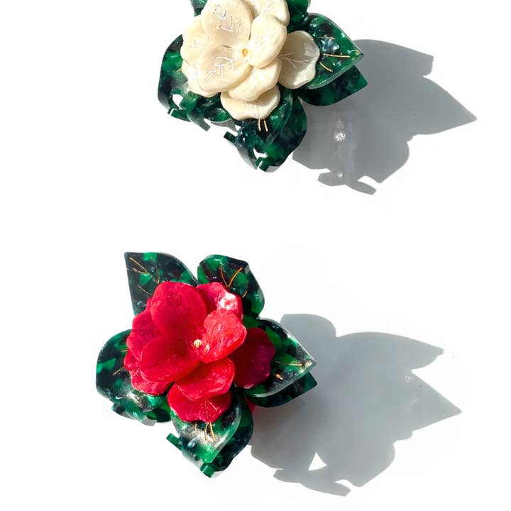 Solar Eclipse - Wholesale Hair Clip - Women's - Hand-painted Poinsettia Claw Hair Clip