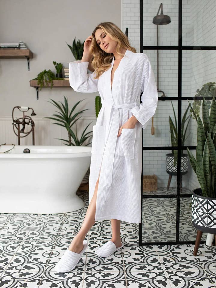 Lotus Linen - Wholesale Robe - Women's - Lightweight Cotton Waffle Robe for Women- SPA Bathrobe31