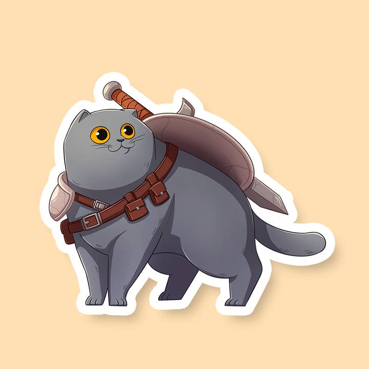 Riftgate - Wholesale Sticker - Fighter Class D&D Cat Sticker