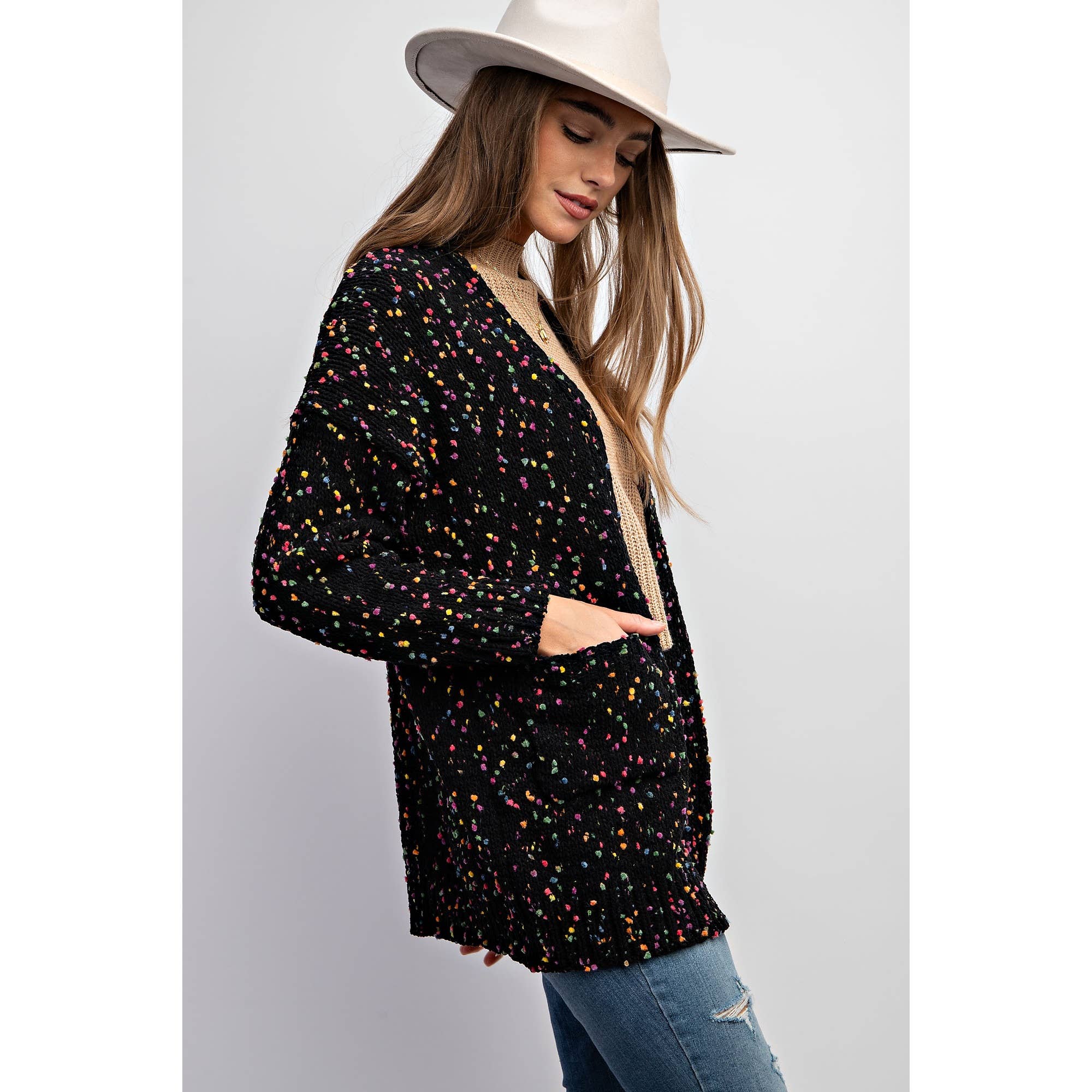 Sweet Generis - Wholesale Cardigan - Women's -  CARDIGAN W RAINBOW POPCORN SPECKLES8