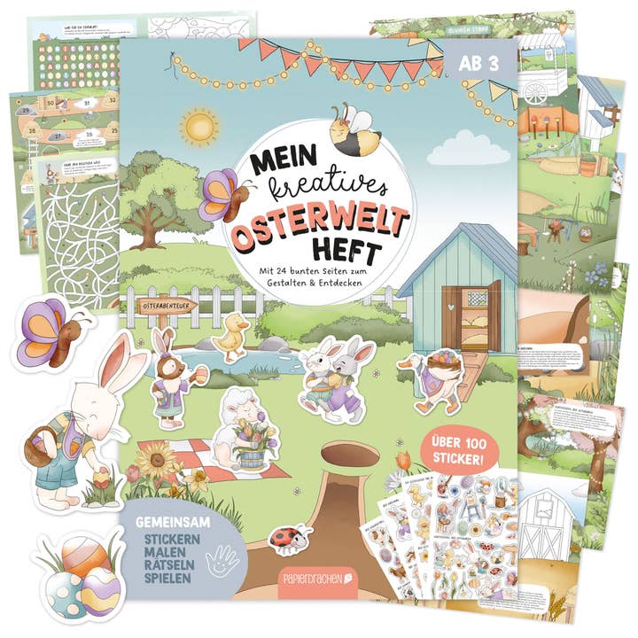 Papierdrachen Mein kreatives Osterwelt Heft - Malen, Rätseln, Stickern für den Großhandel von Papierdrachen