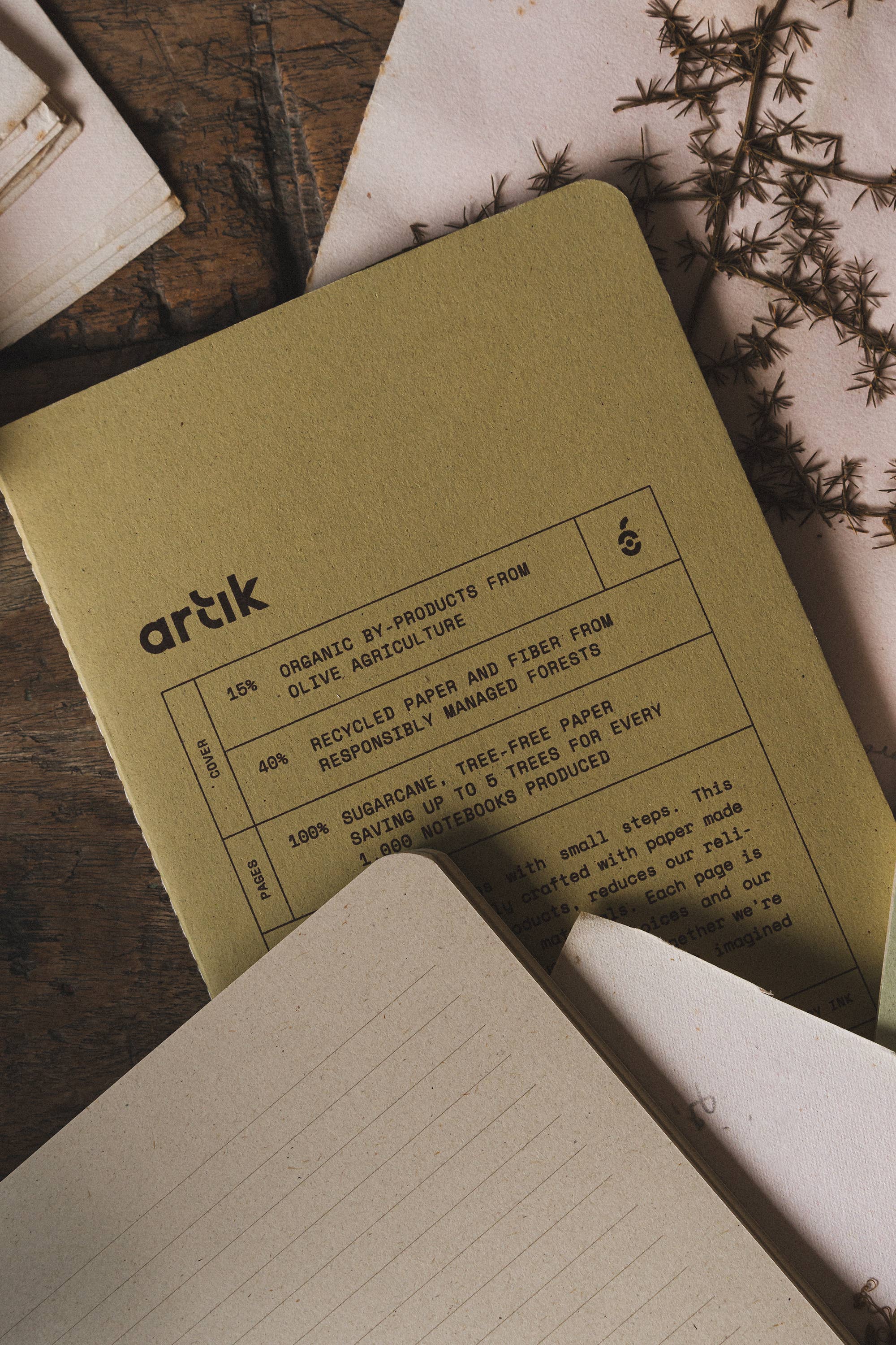 Artık - Wholesale Notebook - Artik Pack Of 2 Singer Sewn Notebooks | Ruled | Olive4