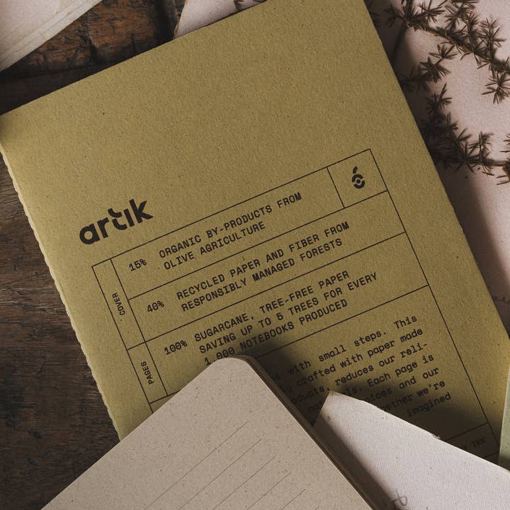Artık - Wholesale Notebook - Artik Pack Of 2 Singer Sewn Notebooks | Ruled | Olive4