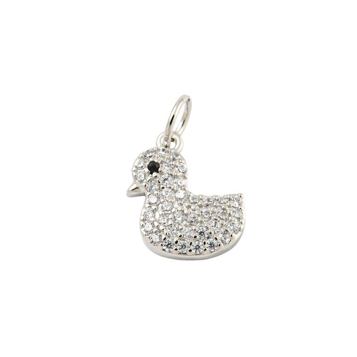 The Charm Bar Company - Wholesale Individual Charm/Pendant - Silver CZ Rubber Duck Charm