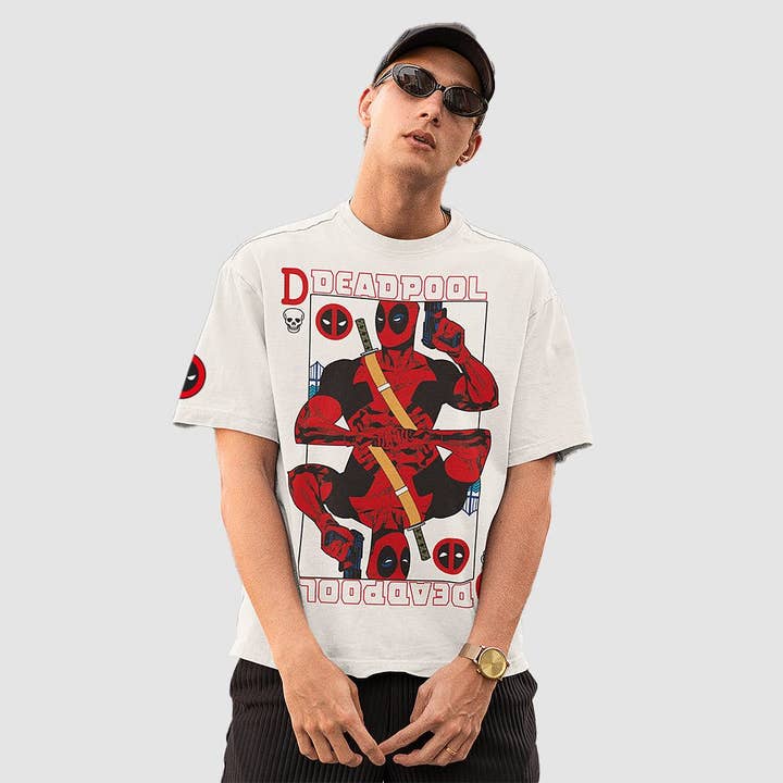 T-shirt Marvel Deadpool oversize bianco per la vendita all'ingrosso da parte di COTTON DIVISION