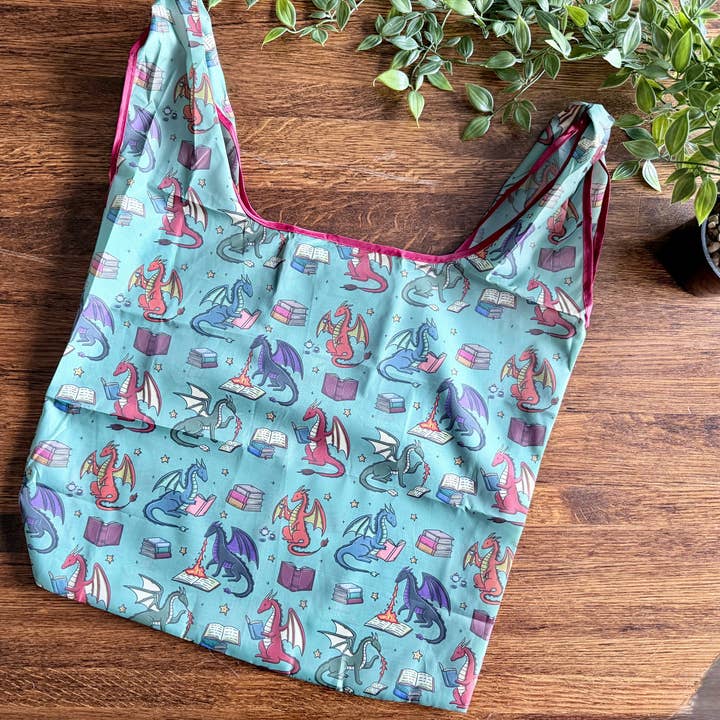 Reading Dragon herbruikbare opvouwbare tas voor wholesale door Magic&Books