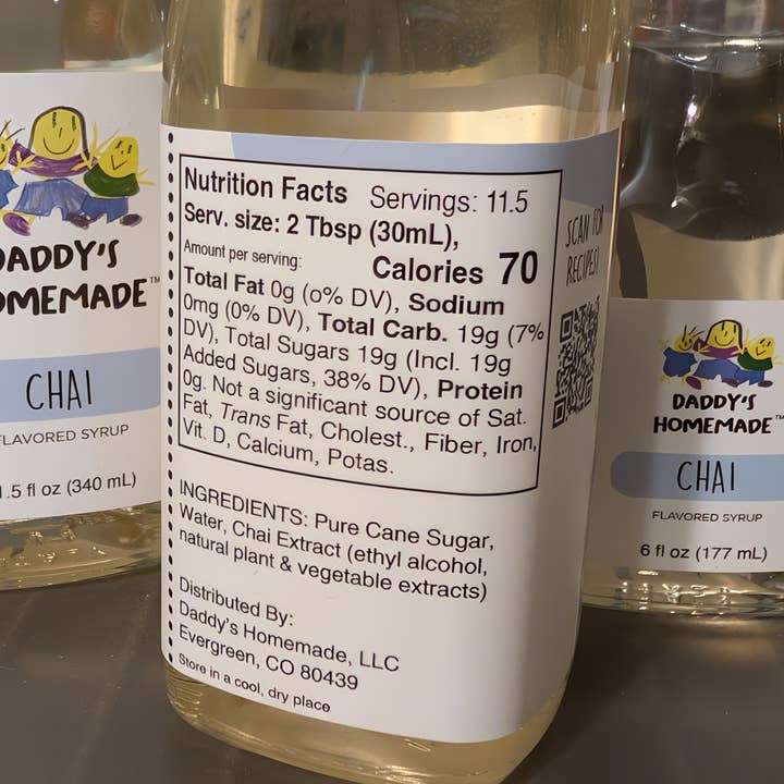 Daddy's Homemade LLC - Wholesale Cocktail Mix/Syrup - Chai Natural Flavored Syrup 6 oz and 11.5 oz2
