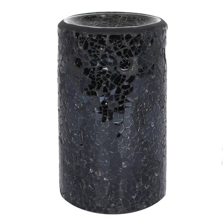Something Different Wholesale - Wholesale Oil Warmer - Black Crackle Glass Pillar Oil Burner and Wax Warmer
