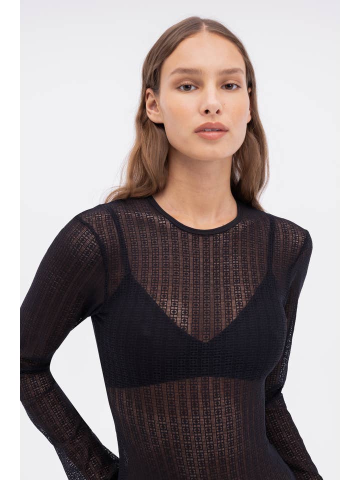 Matrix Long Sleeve Bodysuit | Black for wholesale on Faire3