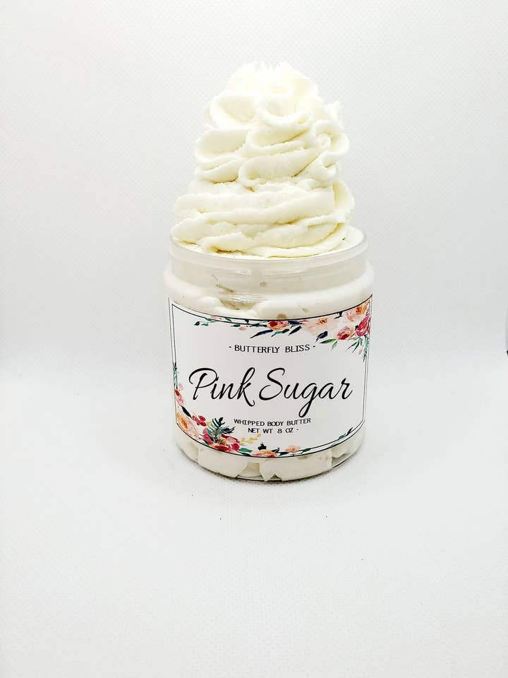 Rosa socker kroppssmör | Rosa socker | Alla hjärtans presentidé | Body Candy Butter | Candy Lotion | Sockerlotion | Torr hudlotion för wholesale av Butterfly Bliss