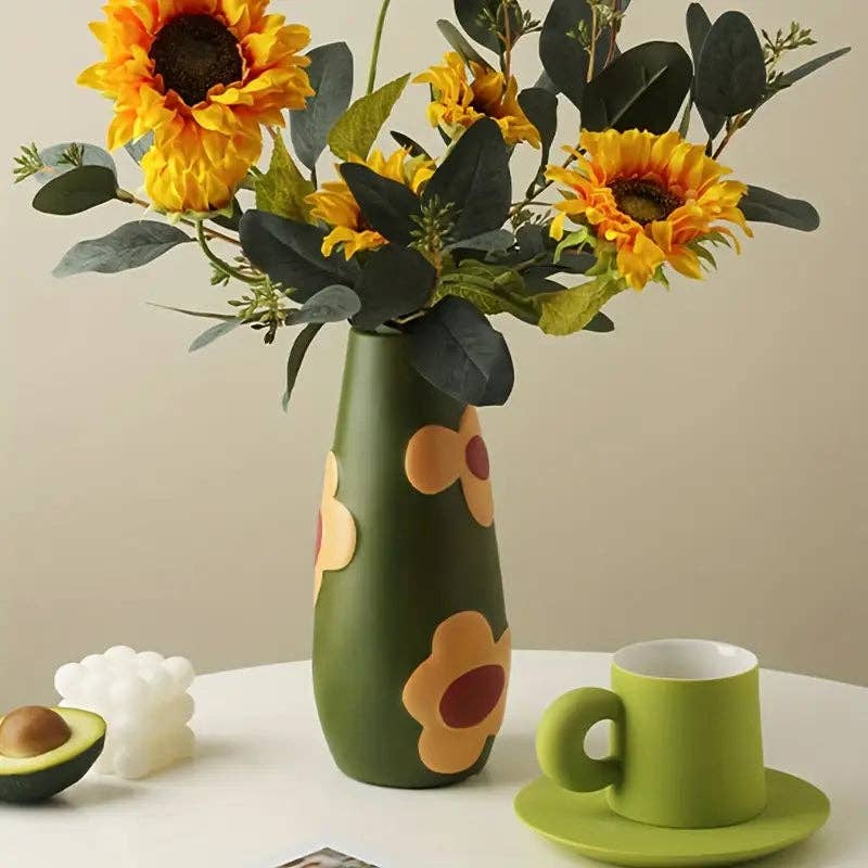 Huis Van Merken – Vaso por atacado – Conjunto de Vasos de Cerâmica - Decoração Floral Colorida para Sala de Estar3