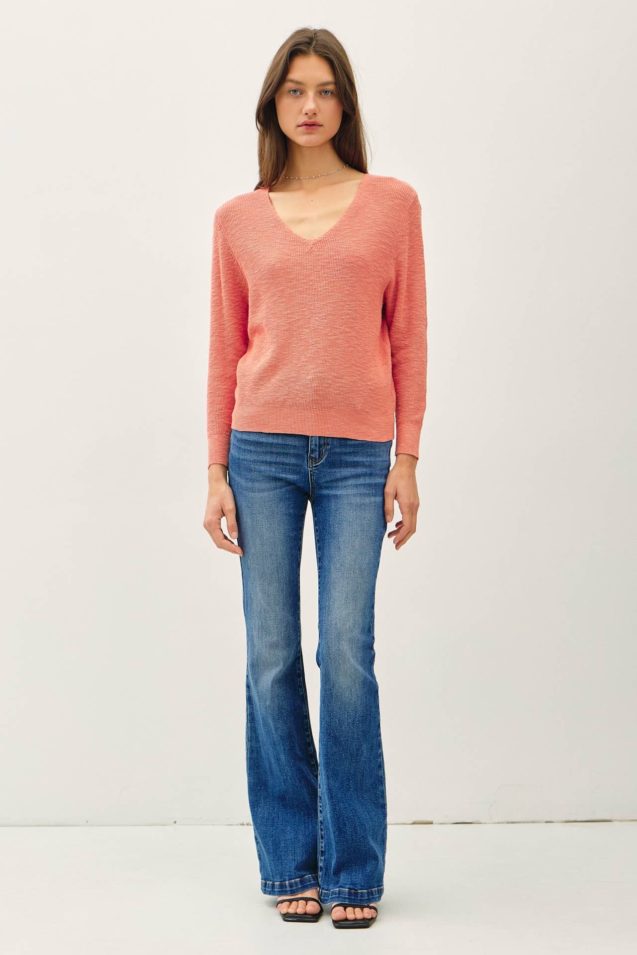 Be Cool - Wholesale Knit Sweater - Women's - LONG SLEEVE V-NECK COTTON SLUB SWEATER6