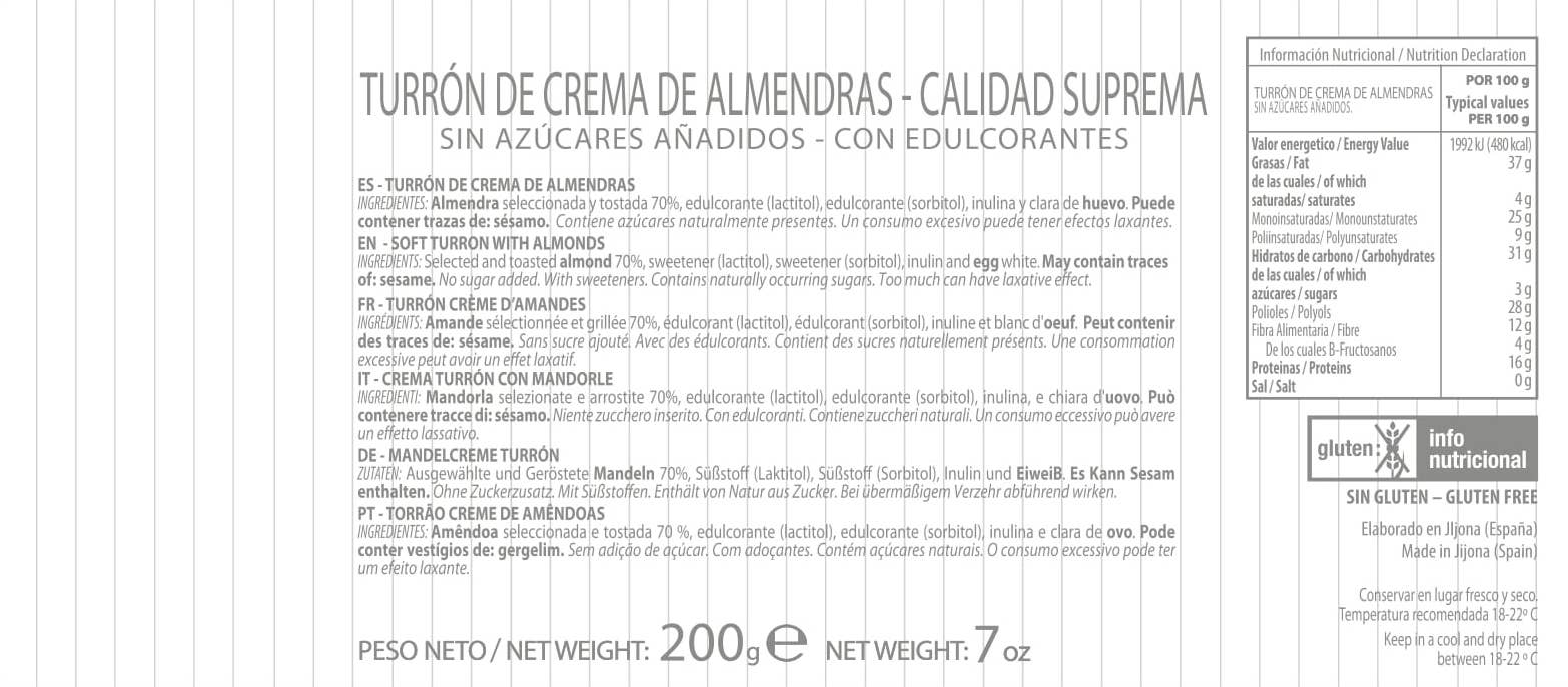 PABLO GARRIGÓS IBÁÑEZ – Großhandel Nougat – Delikatessen ohne Zucker Turrón de Jijona 200 g1