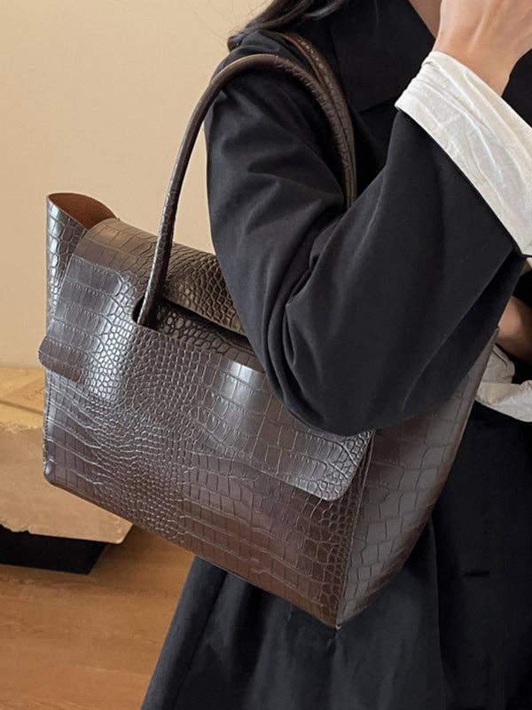 Sheer Trend - Wholesale Draagtas - Dames - Effen kleur handtassen met gesplitste naden en draagtas9