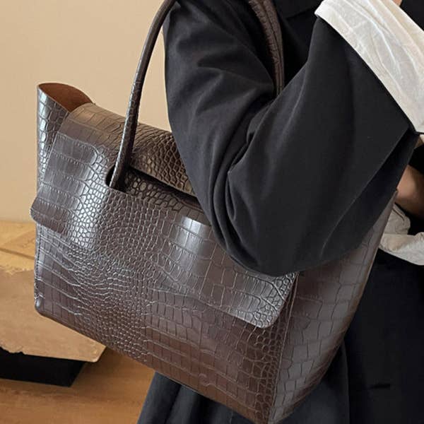 Sheer Trend - Wholesale Draagtas - Dames - Effen kleur handtassen met gesplitste naden en draagtas9